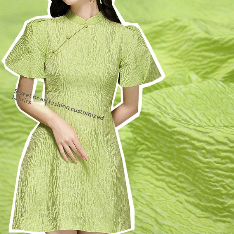 Summer Clothing Wholesale - Dark Grain Brocade ผ้า Jacquard ฤดูใบไม้ผลิและฤดูร้อนเส้นด้ายย้อมชุดเสื้อผ้าแบรนด์แฟชั่นการออกแบบเย็บขายส่งผ้า