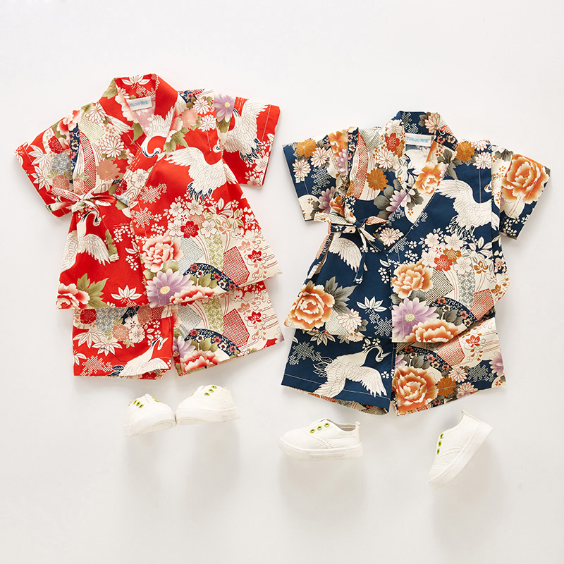 Summer Clothing Baby Girl - ฤดูร้อนเด็กเสื้อผ้ายูกาตะเด็กผู้หญิงเด็กผู้ชายชุดกิโมโนญี่ปุ่นชุดเด็กยูกาตะเครื่องแต่งกายแบบดั้งเดิมชุดกิโมโนผ้าฝ้ายชุดนอน Z957