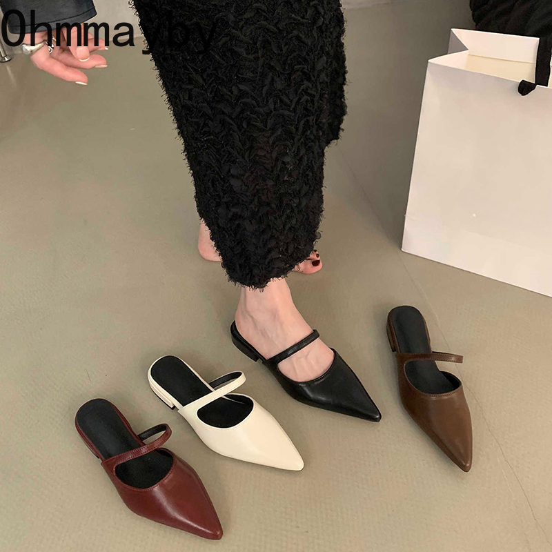 Summer Clothing Stores - ฤดูใบไม้ผลิฤดูร้อน Pointed Toe ผู้หญิง Muels รองเท้าแตะแฟชั่นตื้นชุดสุภาพสตรีรองเท้าสไลด์รองเท้า
