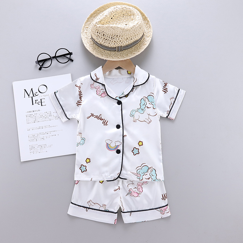 Summer Clothing Baby Girl - เด็กทารกใหม่เด็กหญิงชุดนอนการ์ตูนยูนิคอร์นเสื้อยืด + กางเกง 2 ชิ้นชุดสําหรับ 1-5