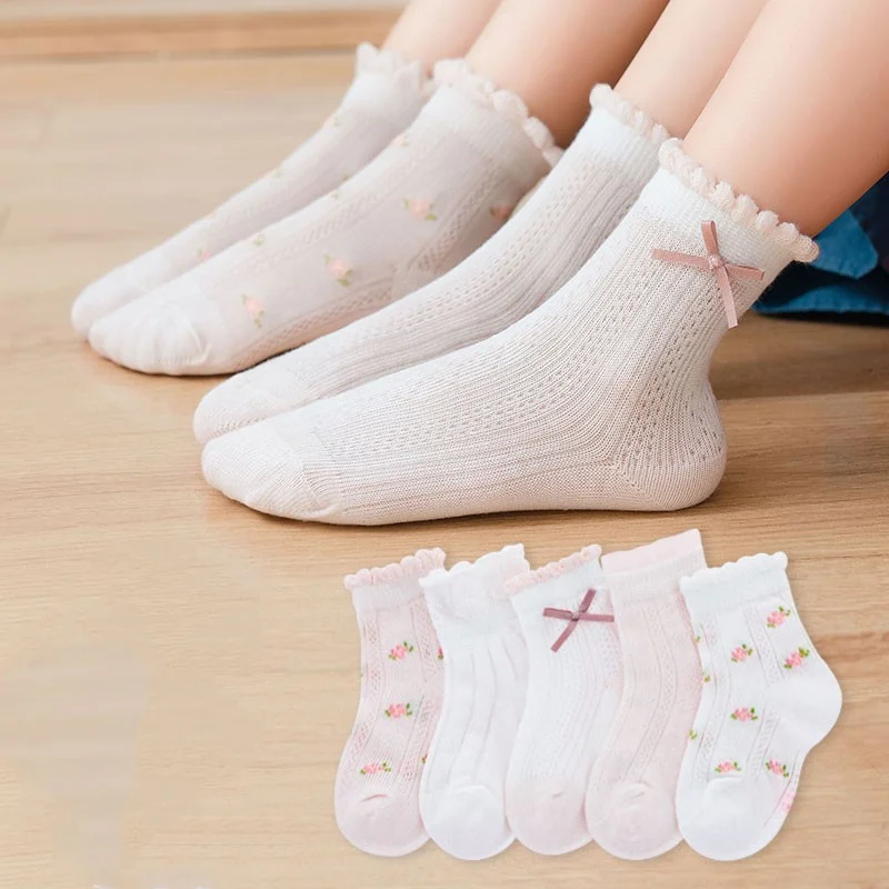 ถุงเท้าเด็ก 5 คู่/ล็อตฤดูใบไม้ - Summer Clothing Baby Girl บทวิจารณ์และราคา
